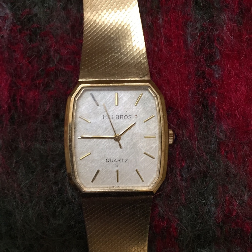 Vintage Helbros S gold watch